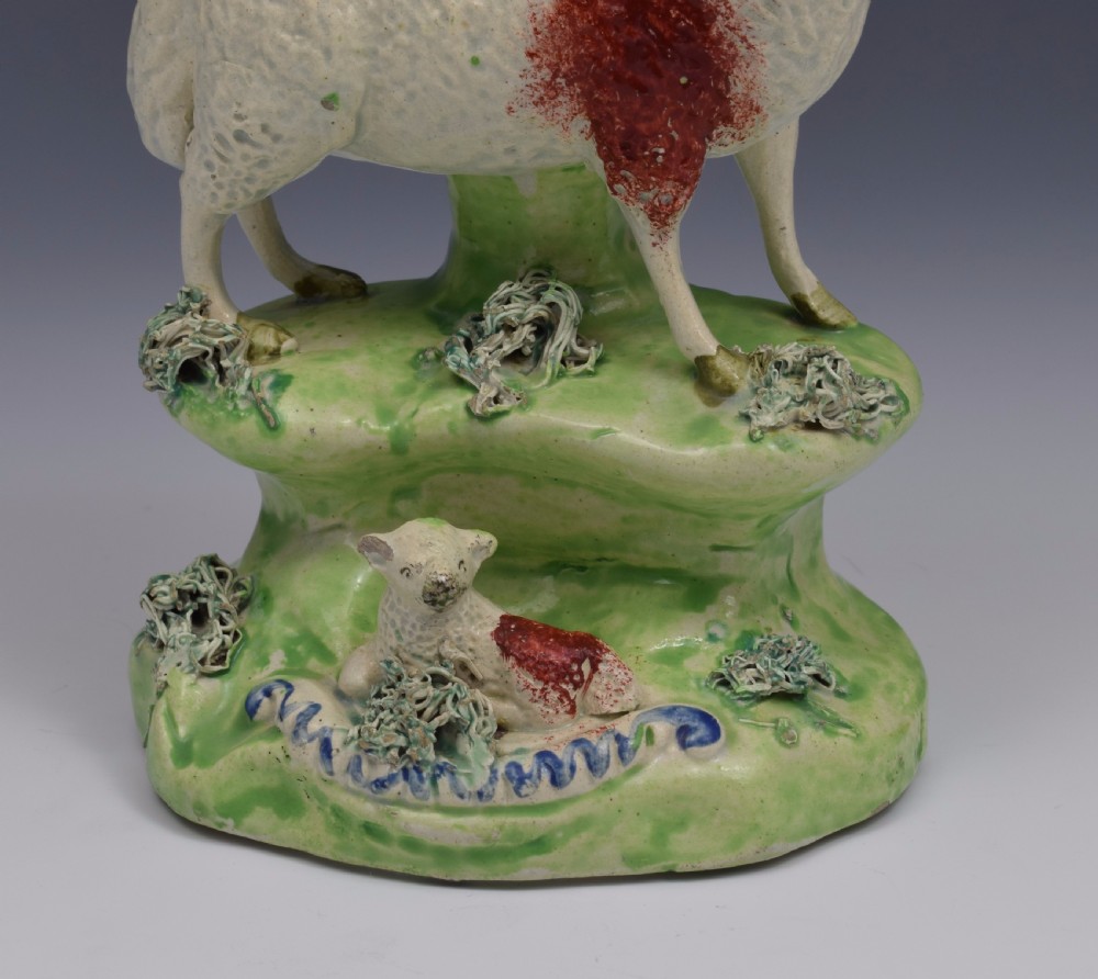 Early 19thC Walton Staffordshire Pearlware Bocage Group Ram & Lamb View X