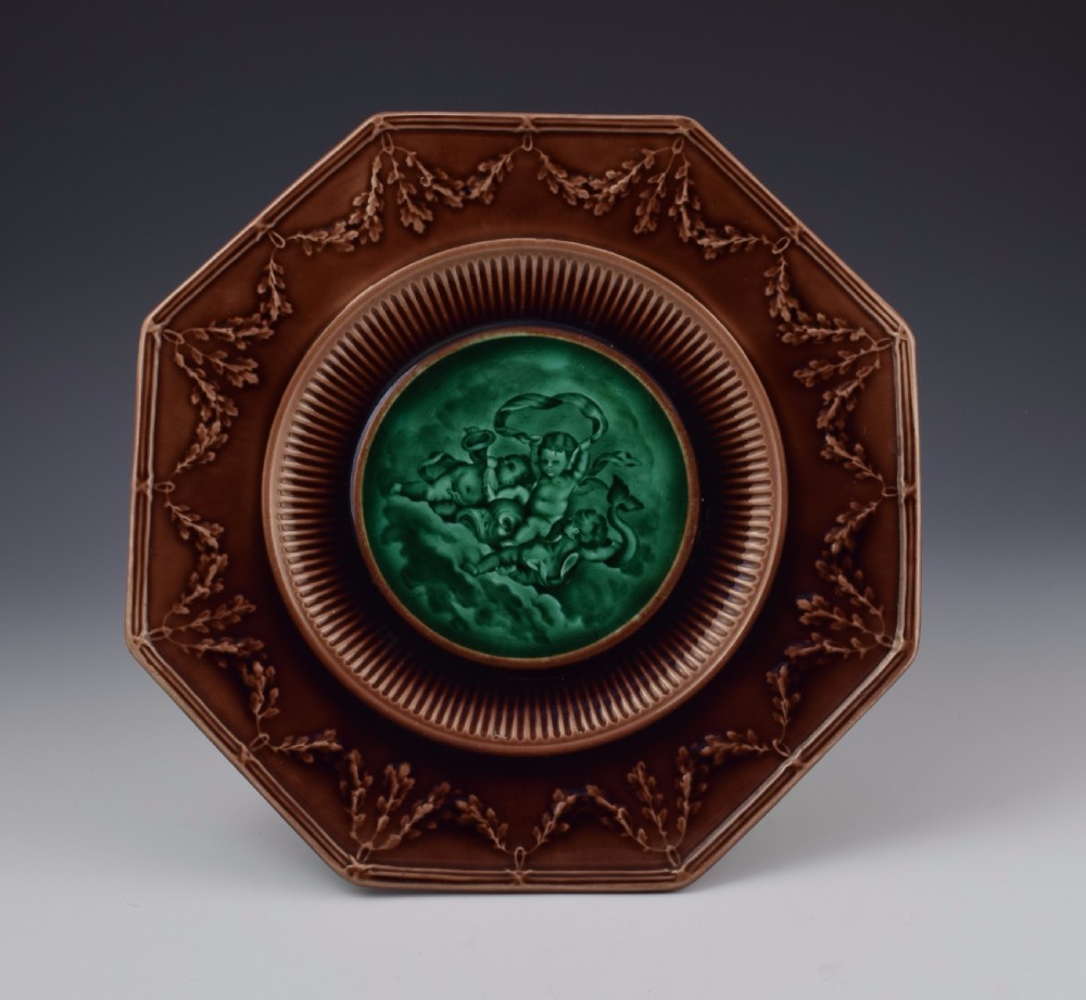 Victorian Wedgwood Majolica Tazza With Cherubs & Dolphins  View VII