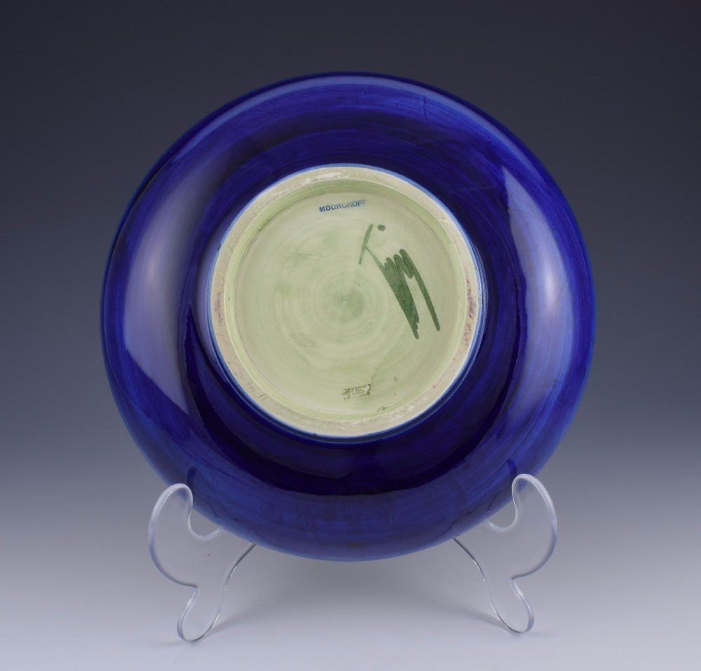 Large Walter Moorcroft Anemone Pattern Blue Ground Bowl  View VI