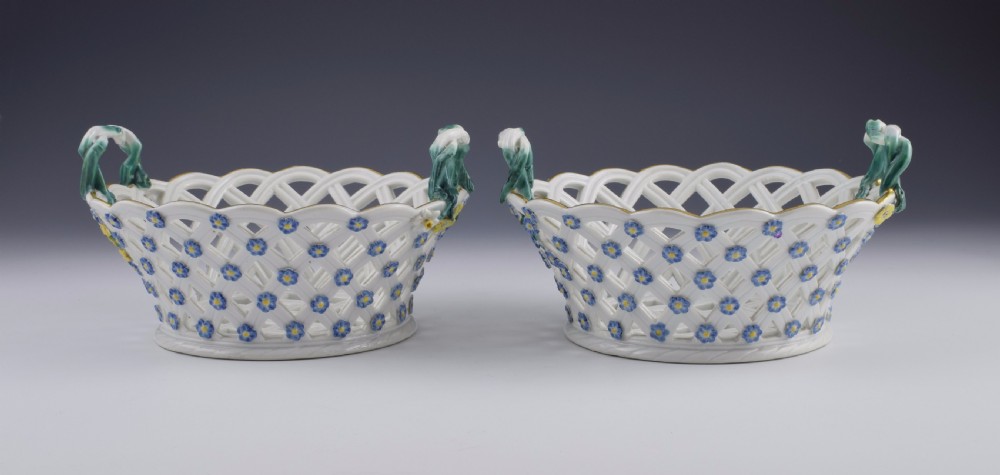 Pair 18thC Meissen Dot Period Pierced Baskets, c.1765 View IV