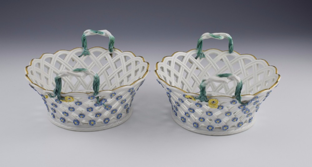 Pair 18thC Meissen Dot Period Pierced Baskets, c.1765 View V