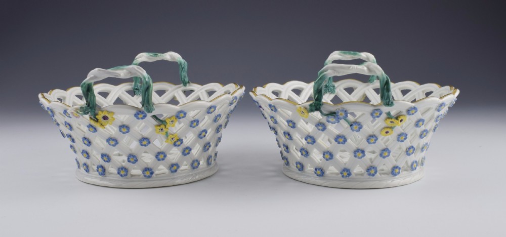 Pair 18thC Meissen Dot Period Pierced Baskets, c.1765 View VII