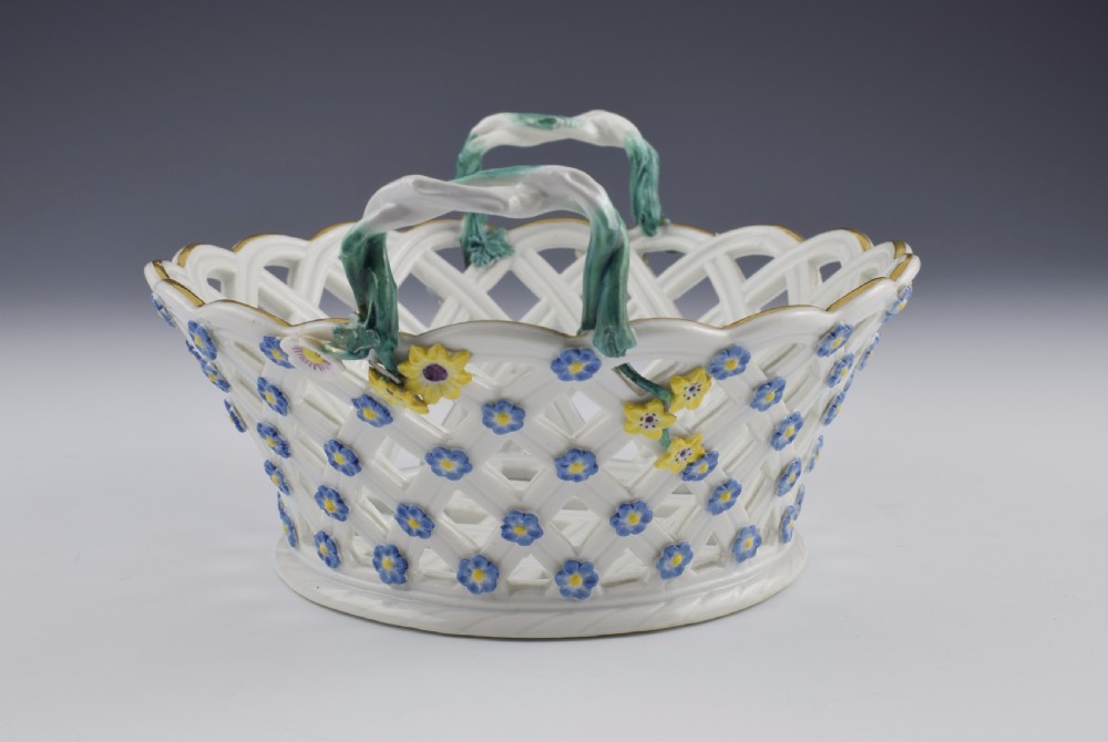 Pair 18thC Meissen Dot Period Pierced Baskets, c.1765 View VIII