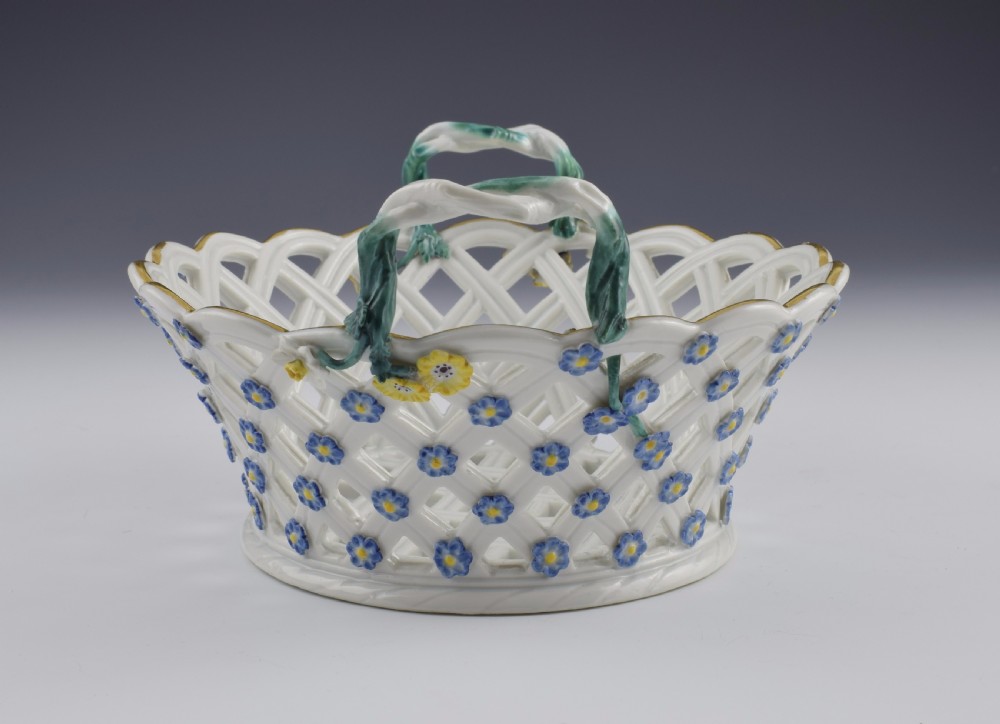 Pair 18thC Meissen Dot Period Pierced Baskets, c.1765 View X
