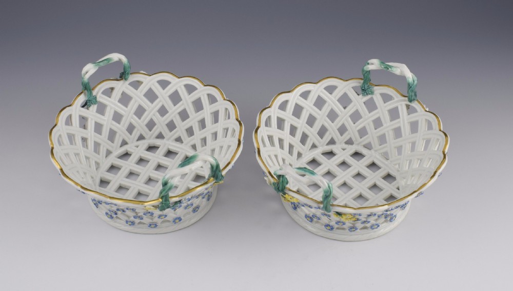 Pair 18thC Meissen Dot Period Pierced Baskets, c.1765 View XI
