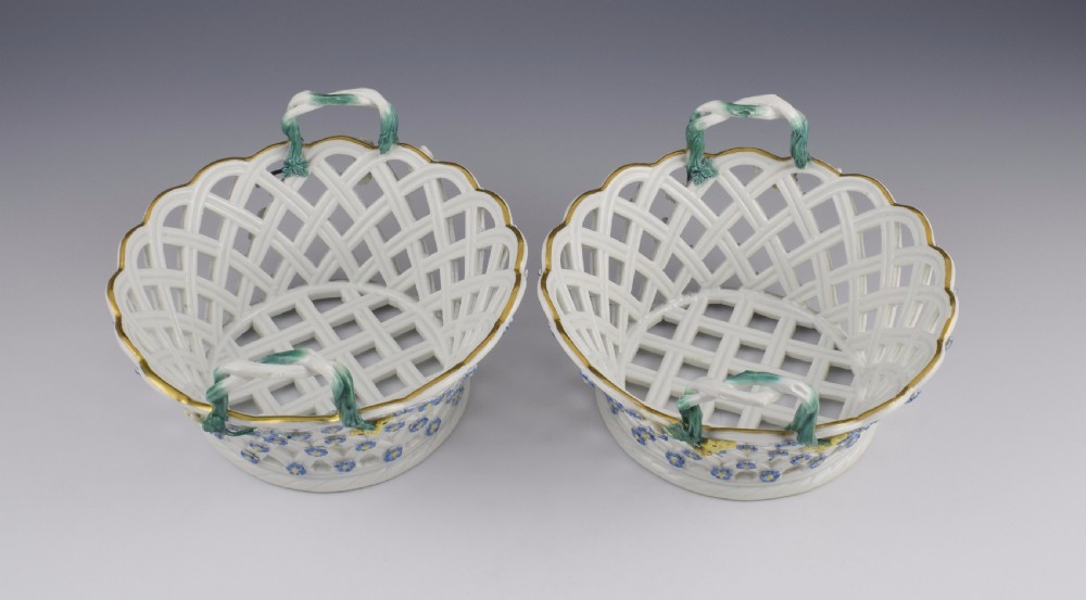 Pair 18thC Meissen Dot Period Pierced Baskets, c.1765 View XII