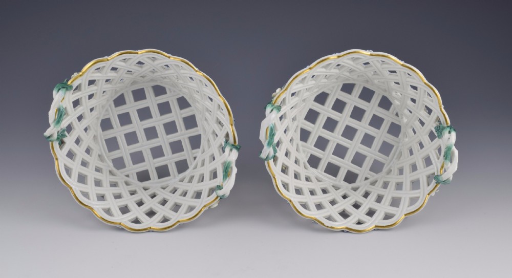 Pair 18thC Meissen Dot Period Pierced Baskets, c.1765 View XIV