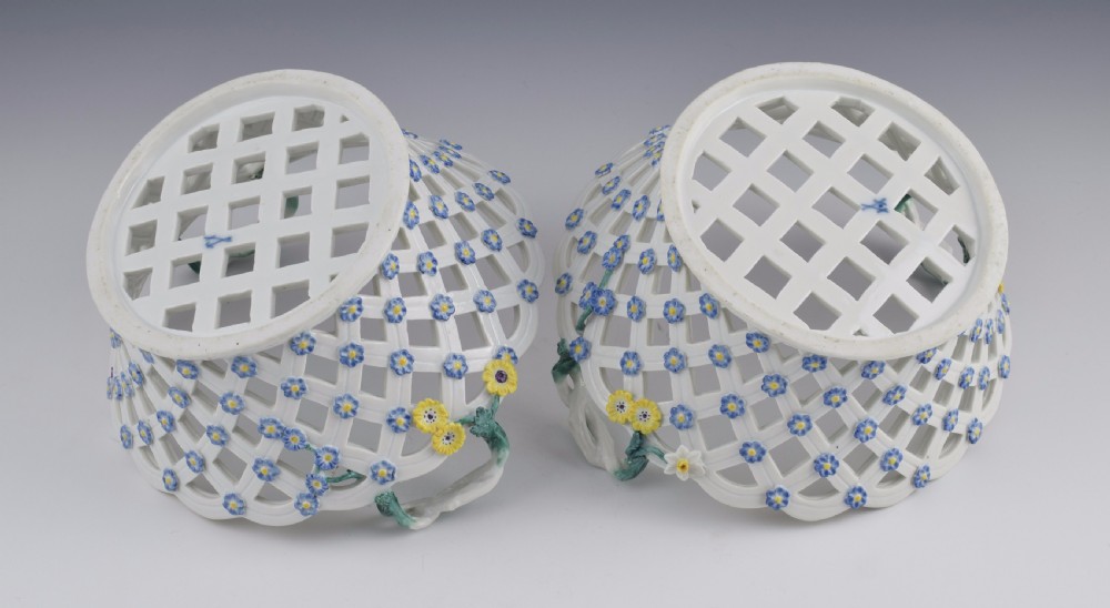 Pair 18thC Meissen Dot Period Pierced Baskets, c.1765 View XVIII