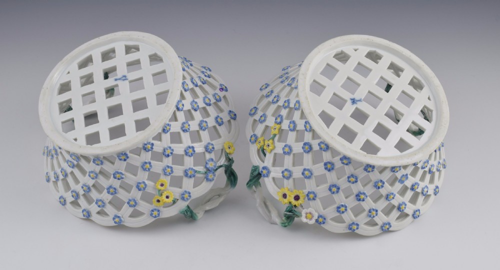 Pair 18thC Meissen Dot Period Pierced Baskets, c.1765 View XIX