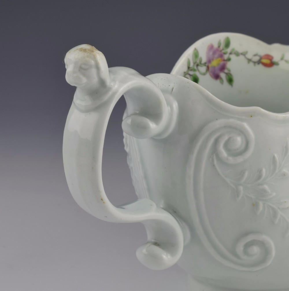 Rare First Period Worcester Sauceboat Dog Head Handle, c.1753 Sauce Boat View IX