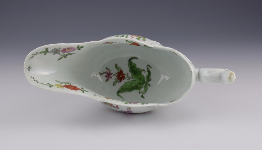 Rare First Period Worcester Sauceboat Dog Head Handle, c.1753 Sauce Boat View XII