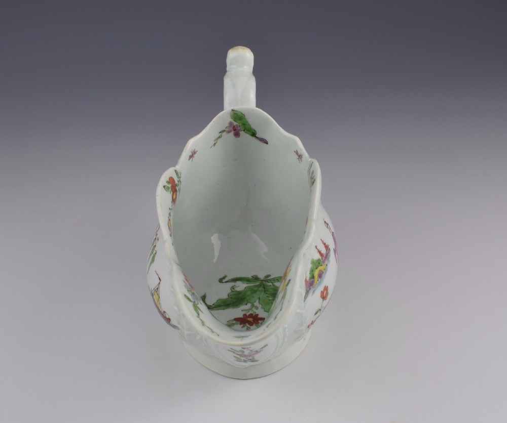 Rare First Period Worcester Sauceboat Dog Head Handle, c.1753 Sauce Boat View XIV