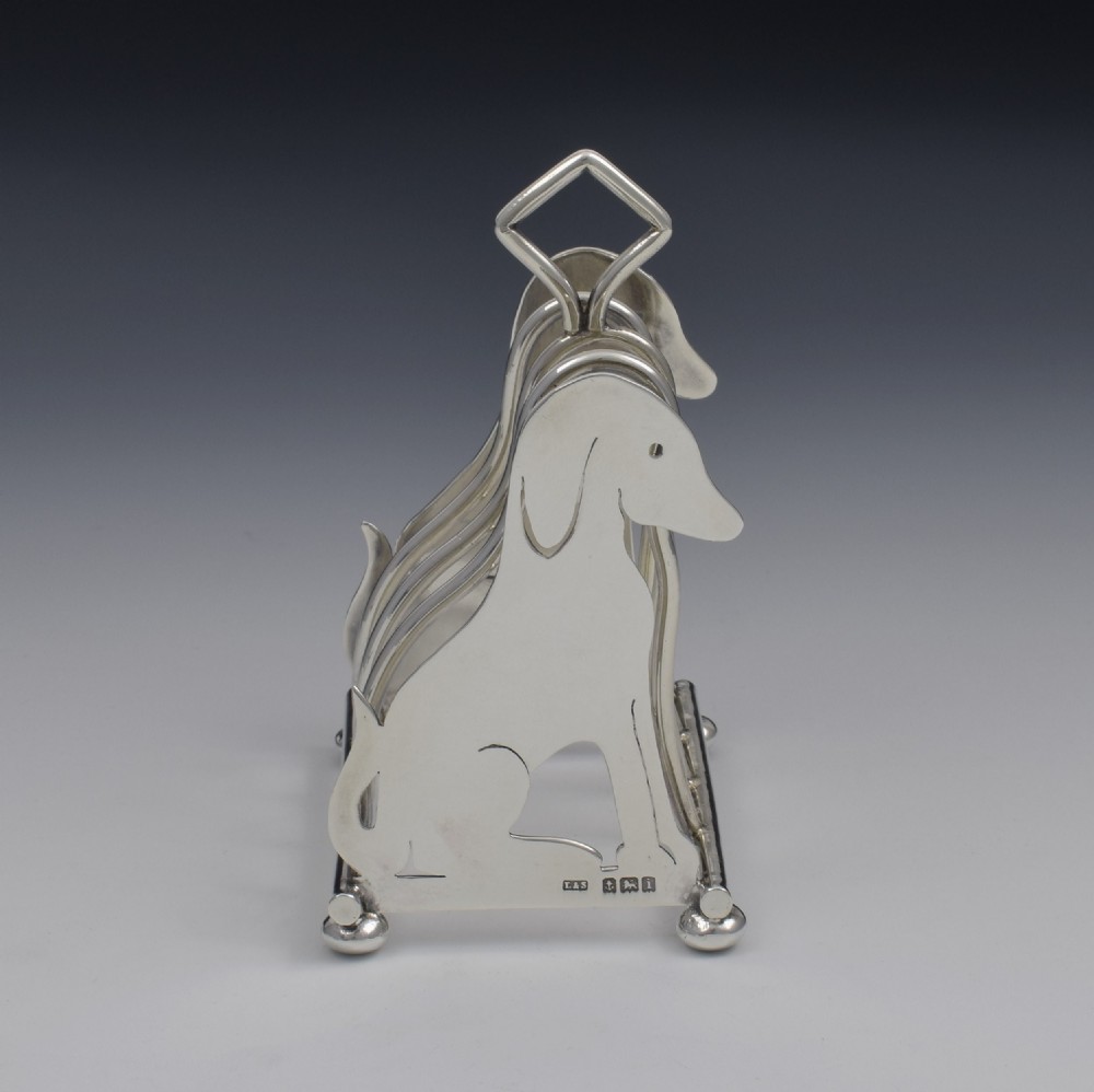 Edwardian Novelty Dog Silver Toast Rack Levi & Salaman