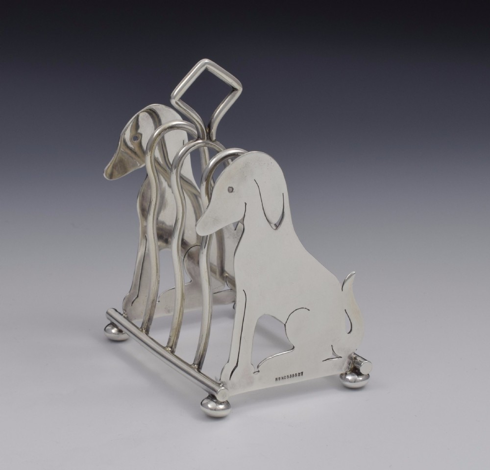Edwardian Novelty Dog Silver Toast Rack Levi & Salaman View VI
