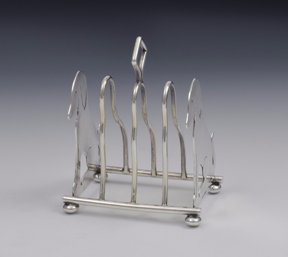 Edwardian Novelty Dog Silver Toast Rack Levi & Salaman View VII