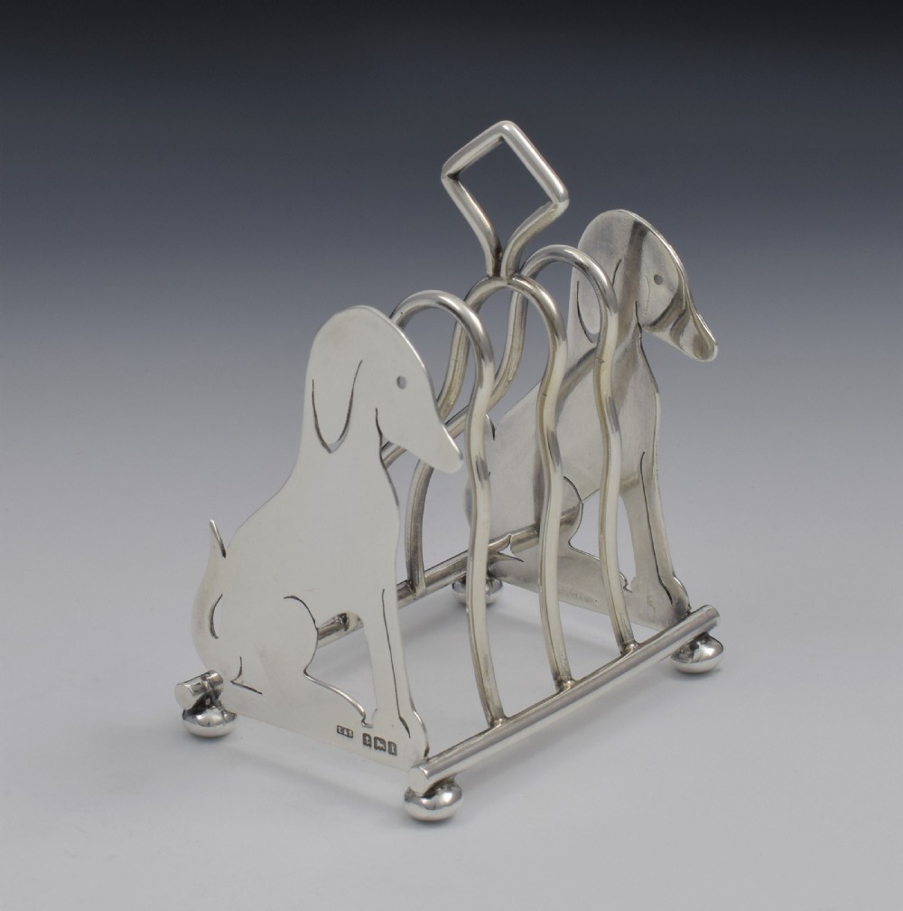 Edwardian Novelty Dog Silver Toast Rack Levi & Salaman View VIII
