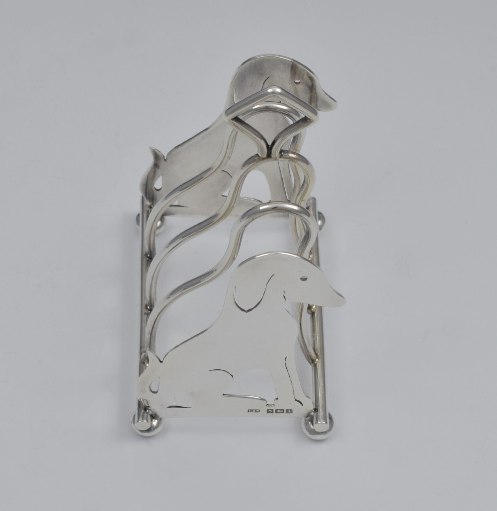 Edwardian Novelty Dog Silver Toast Rack Levi & Salaman View XI