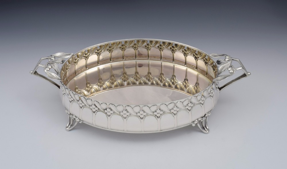Art Nouveau German Silver Mistletoe Fruit Dish Wilkens & Sohne View III
