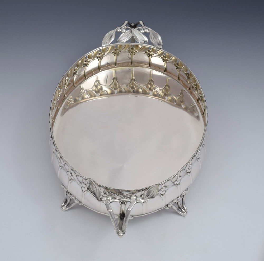 Art Nouveau German Silver Mistletoe Fruit Dish Wilkens & Sohne View VI