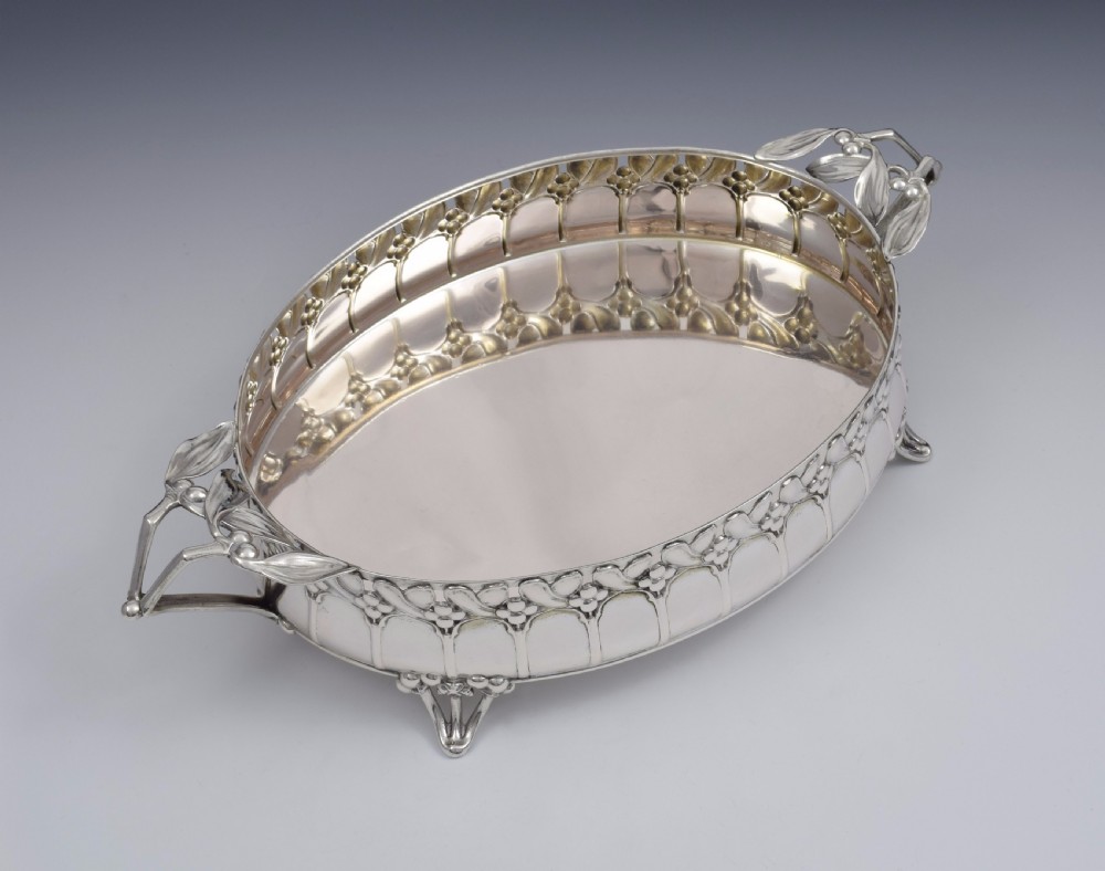 Art Nouveau German Silver Mistletoe Fruit Dish Wilkens & Sohne View VII