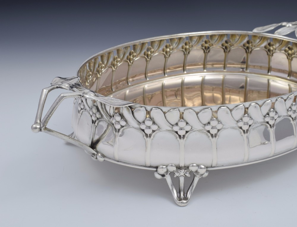 Art Nouveau German Silver Mistletoe Fruit Dish Wilkens & Sohne View VIII