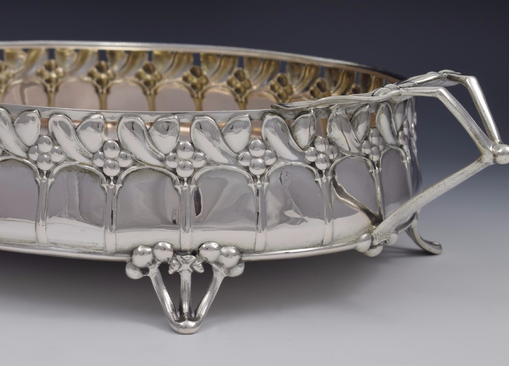 Art Nouveau German Silver Mistletoe Fruit Dish Wilkens & Sohne View IX