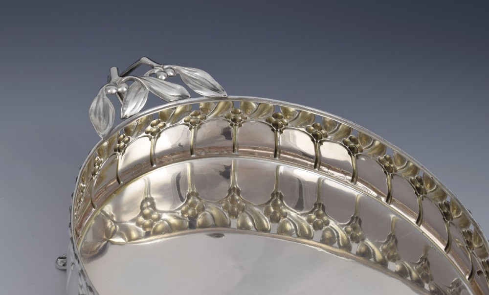 Art Nouveau German Silver Mistletoe Fruit Dish Wilkens & Sohne View X