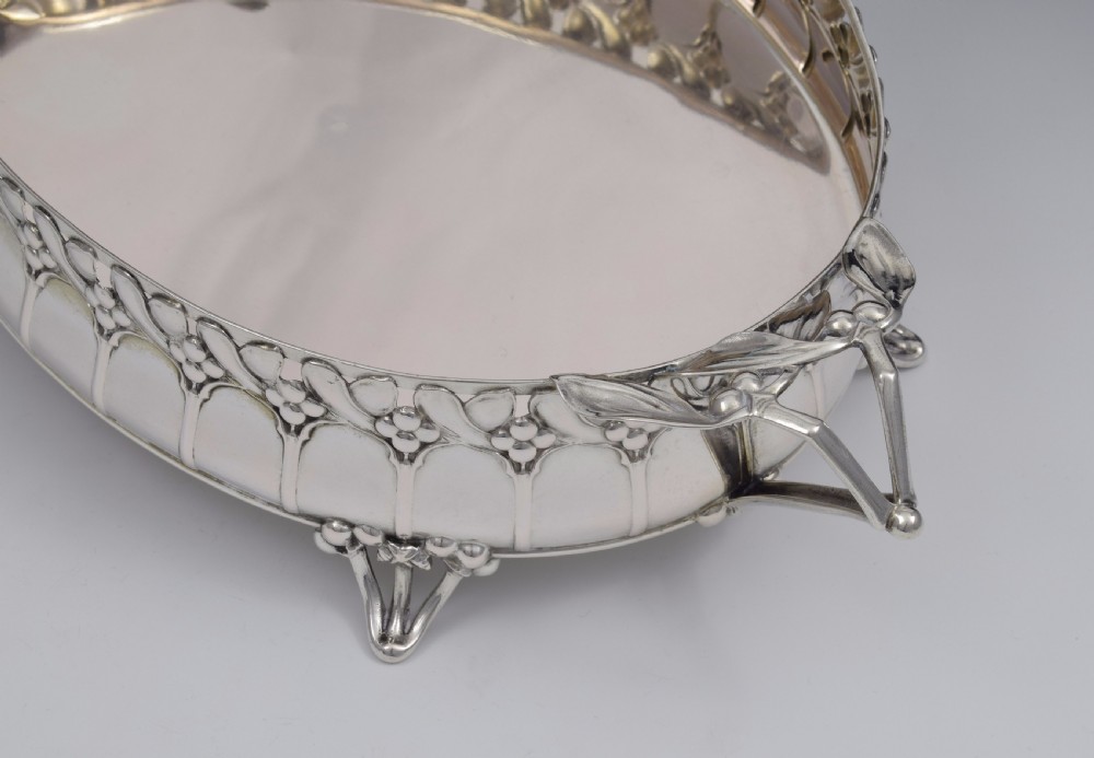 Art Nouveau German Silver Mistletoe Fruit Dish Wilkens & Sohne View XI