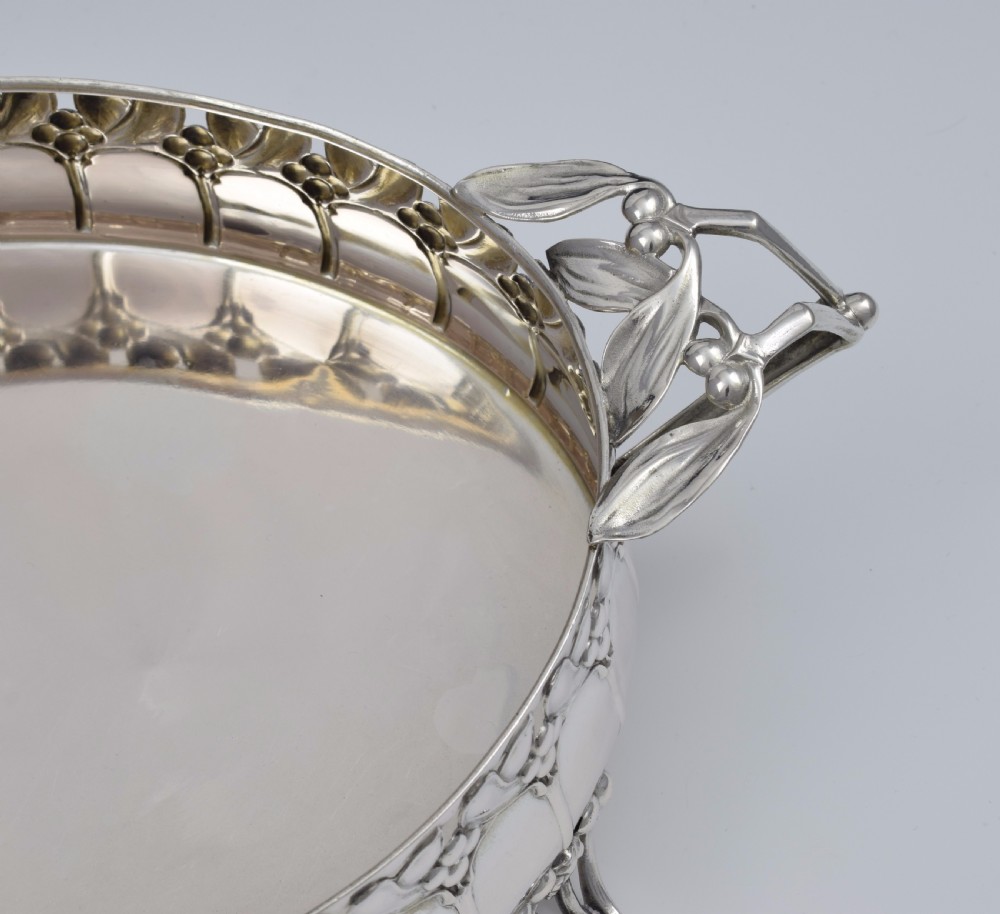 Art Nouveau German Silver Mistletoe Fruit Dish Wilkens & Sohne View XII