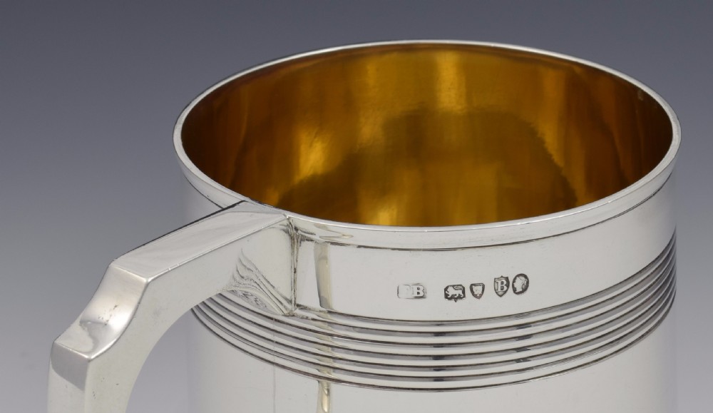 Victorian Silver 1 Pint Beer Mug Tankard Gilt Interior View X