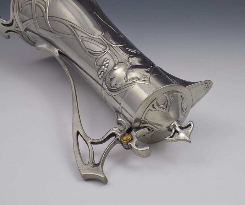 German WMF Art Nouveau Pewter Claret Jug, c.1900 View X
