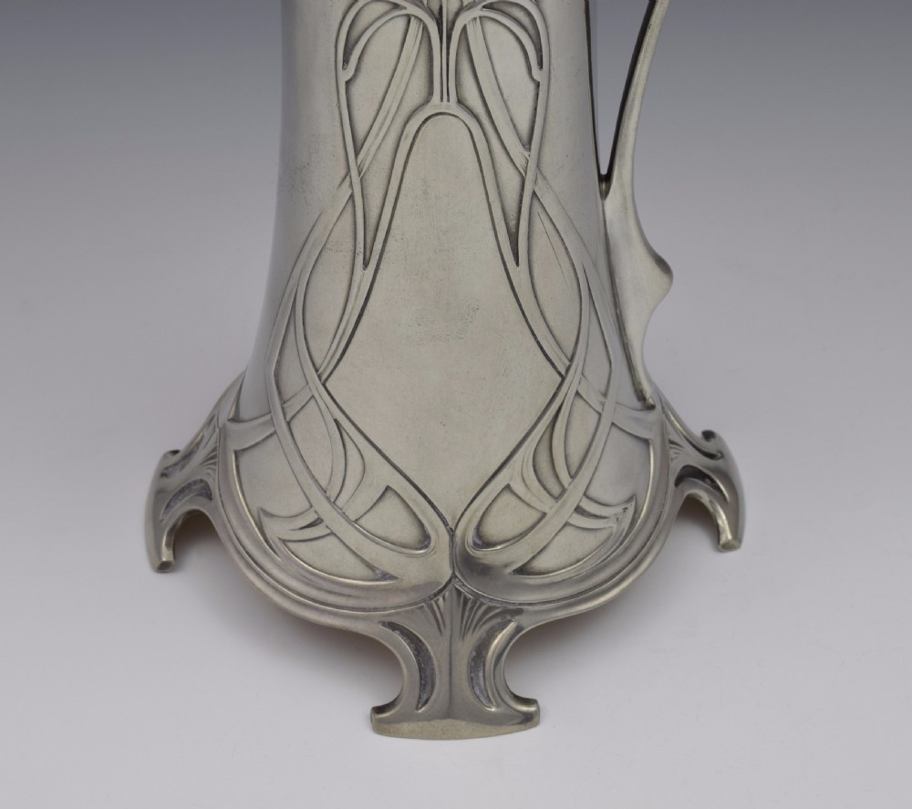 German WMF Art Nouveau Pewter Claret Jug, c.1900 View XII