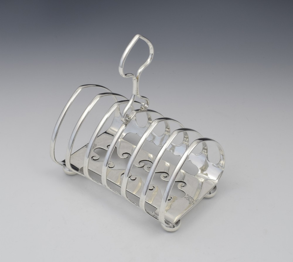 Unusual Edwardian Silver 6 Slice Toast Rack