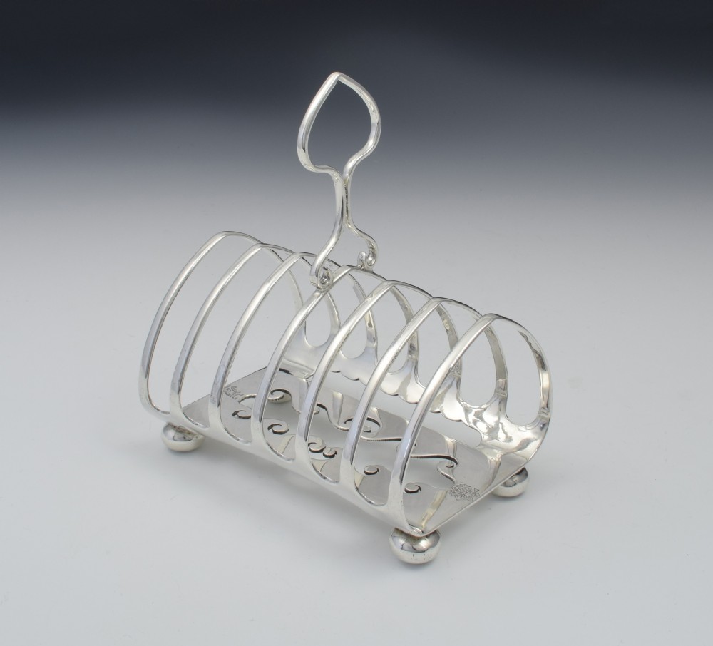Unusual Edwardian Silver 6 Slice Toast Rack View V