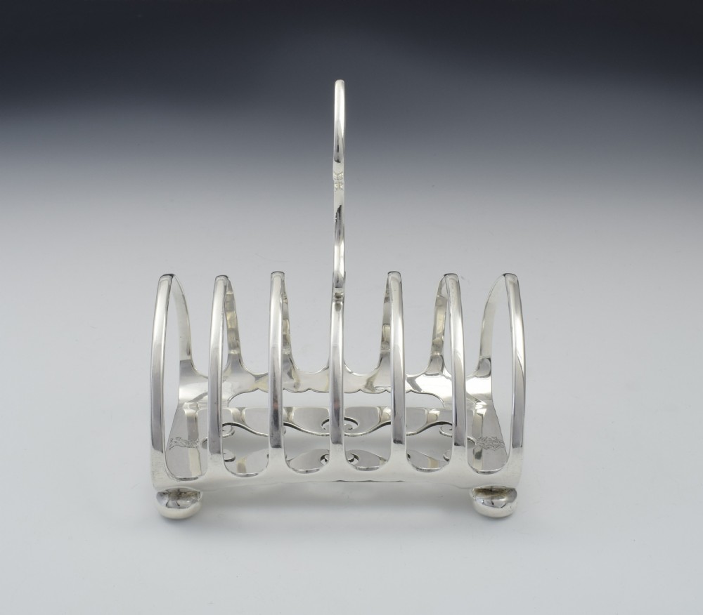 Unusual Edwardian Silver 6 Slice Toast Rack View VI