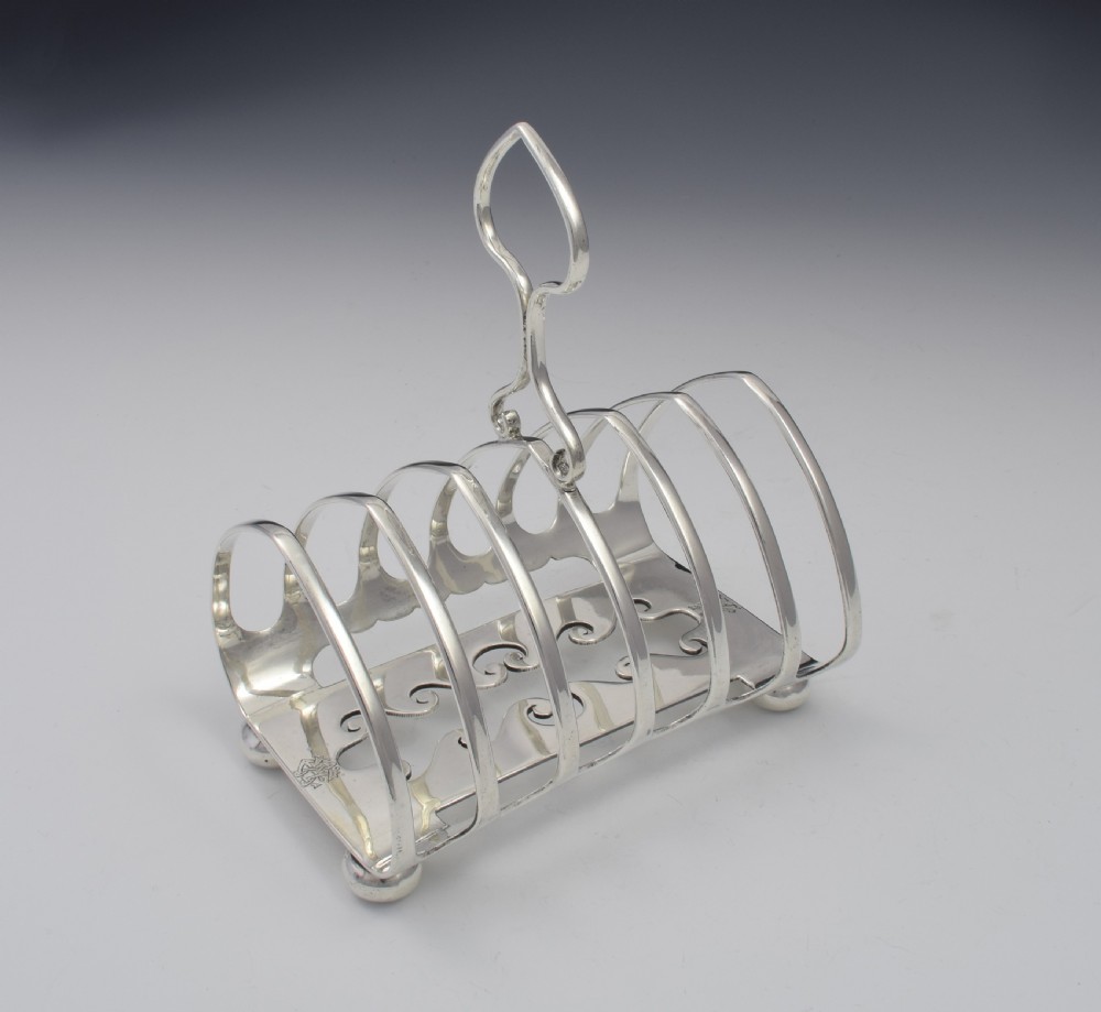 Unusual Edwardian Silver 6 Slice Toast Rack View VII