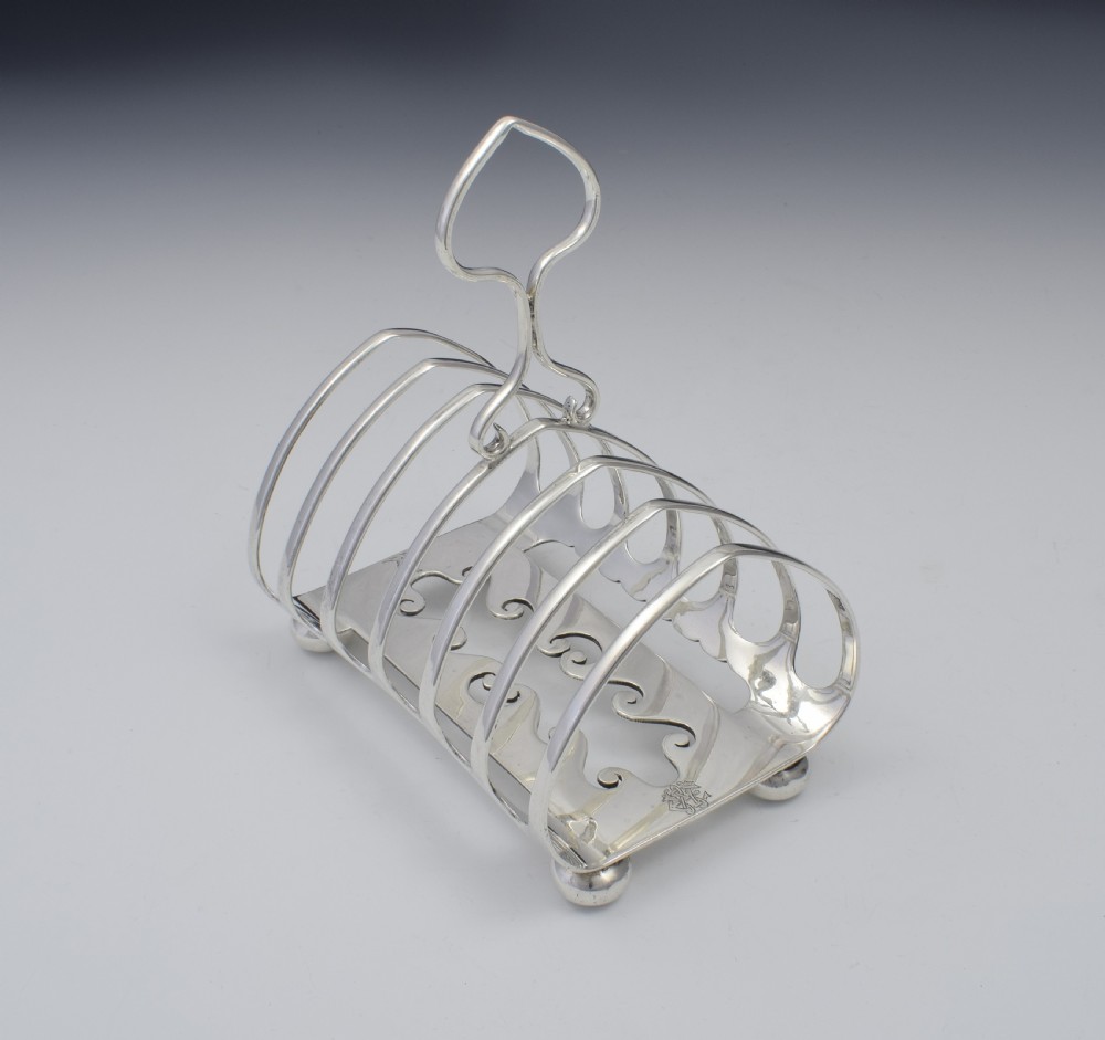 Unusual Edwardian Silver 6 Slice Toast Rack View X