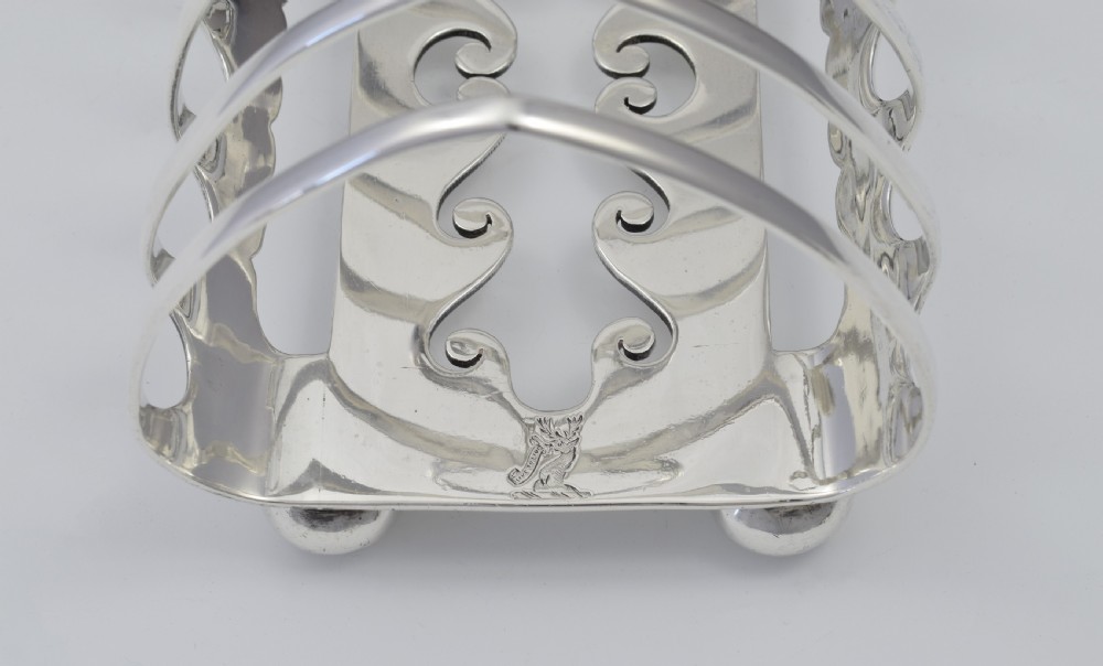 Unusual Edwardian Silver 6 Slice Toast Rack View XIV