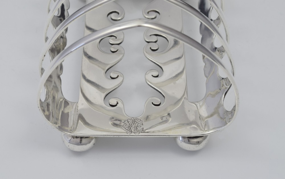 Unusual Edwardian Silver 6 Slice Toast Rack View XV