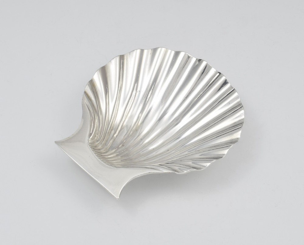 Unusual George II Silver Scallop Shell Butter Dish Peter Archambo I