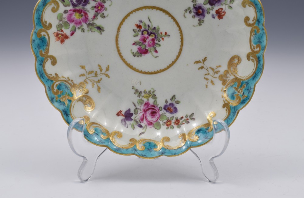 Pretty First Period Worcester Fluted Tea Bowl & Saucer c.1770 View V