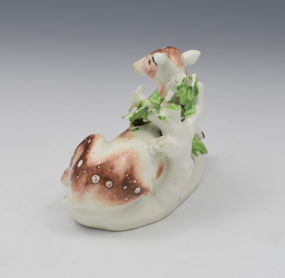 DERBY PORCELAIN FIGURE RECUMBENT Doe Deer C.1765 View VI