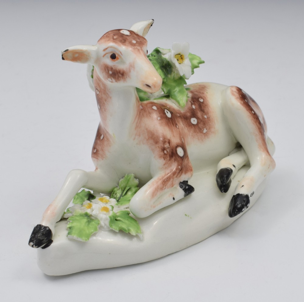DERBY PORCELAIN FIGURE RECUMBENT Doe Deer C.1765 View XII