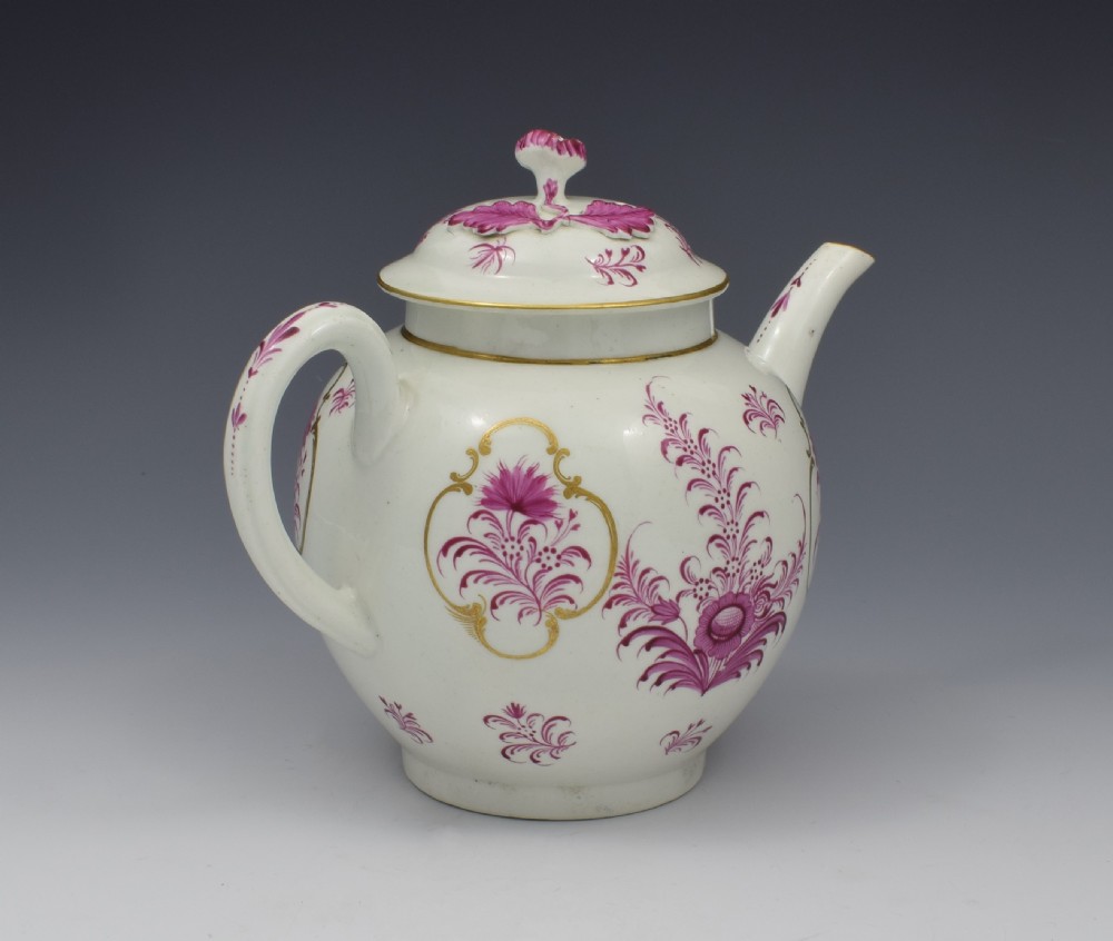 First Period Worcester Meissen style Puce Teapot & Stand View VII