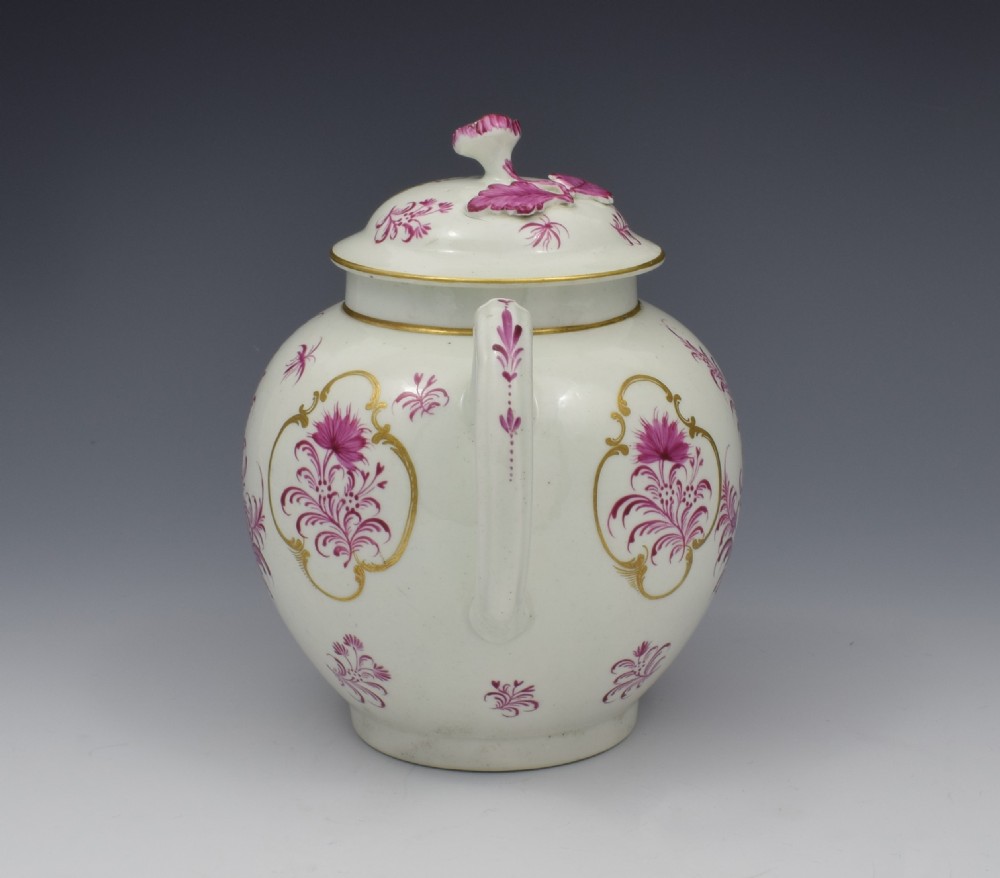 First Period Worcester Meissen style Puce Teapot & Stand View VIII