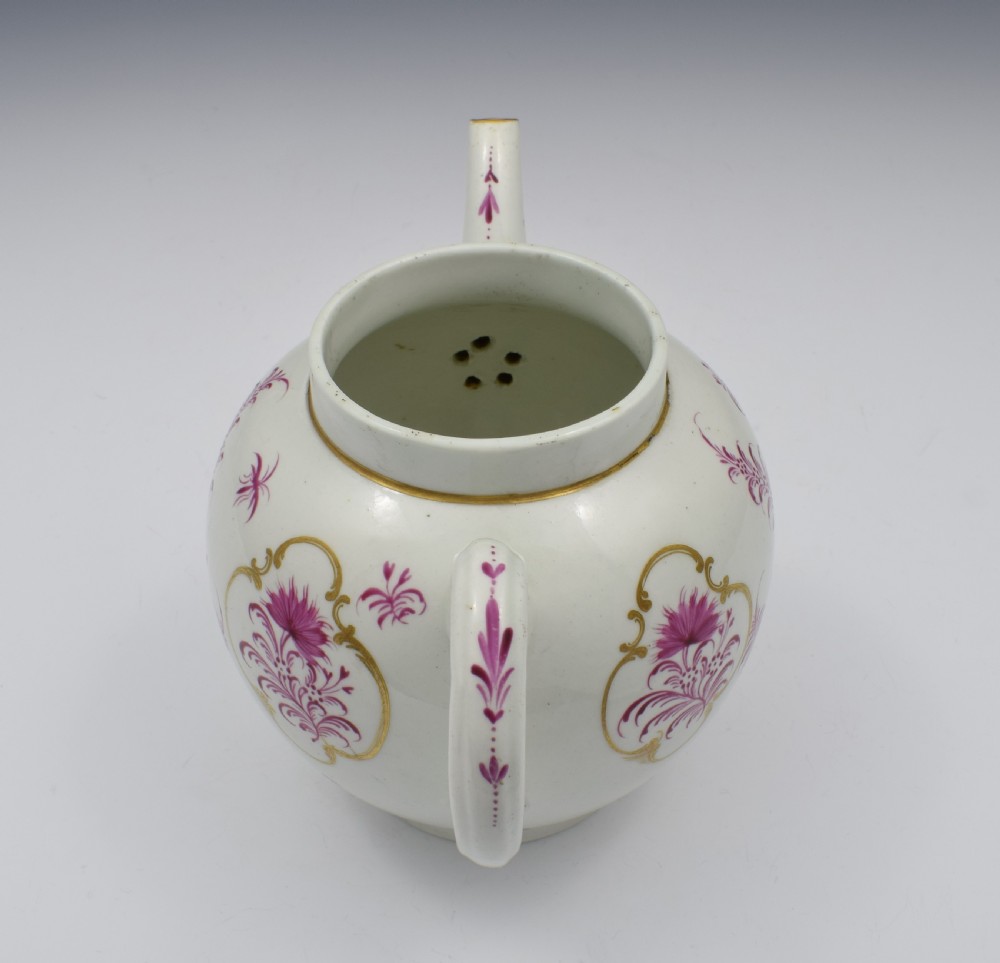 First Period Worcester Meissen style Puce Teapot & Stand View XIV