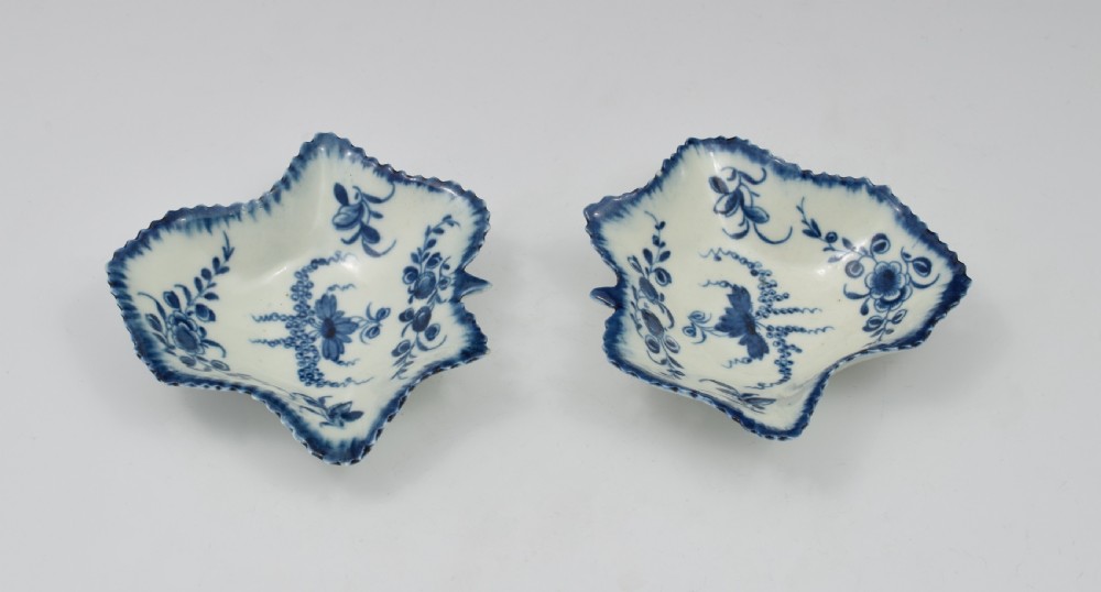 Pair Of First Period Worcester Porcelain Vine Leaf Pickle Dishes View II