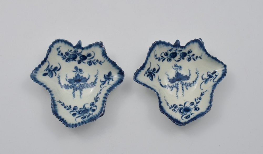 Pair Of First Period Worcester Porcelain Vine Leaf Pickle Dishes View III