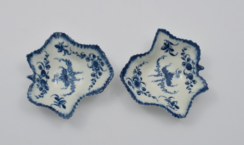 Pair Of First Period Worcester Porcelain Vine Leaf Pickle Dishes View IV