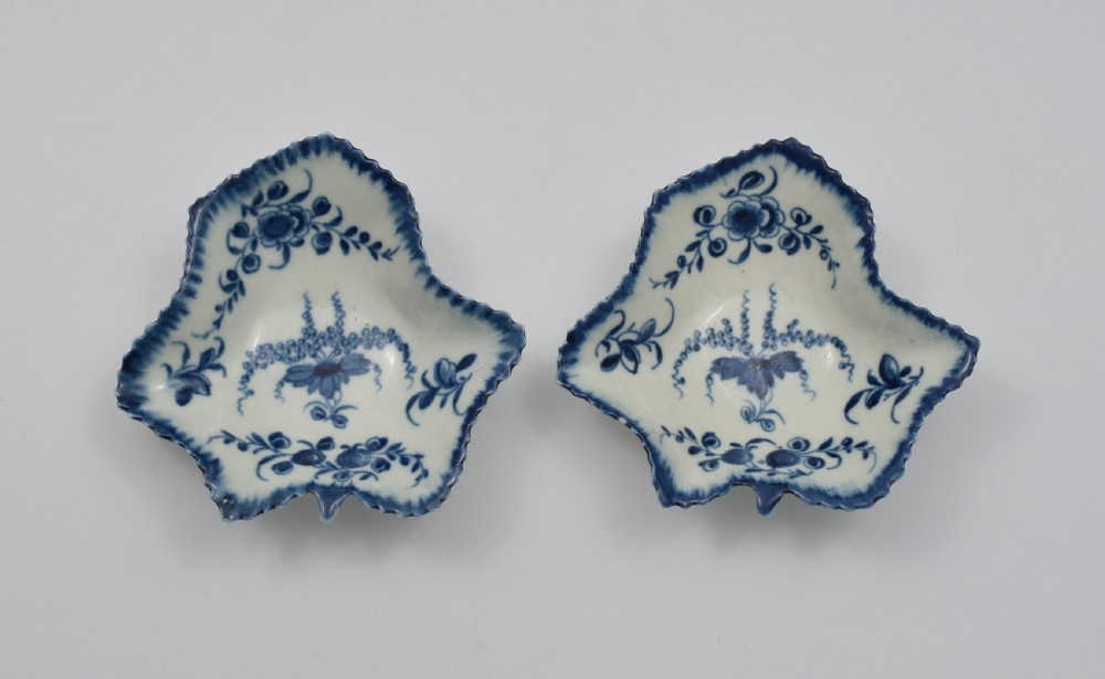 Pair Of First Period Worcester Porcelain Vine Leaf Pickle Dishes View V
